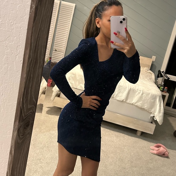 AQUA Blue Evening Dress - Picture 3 of 6